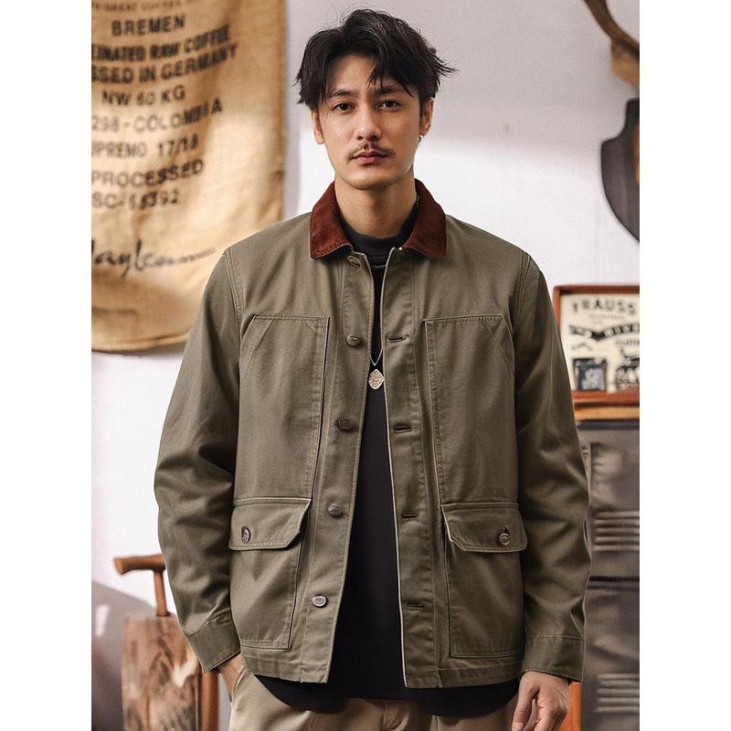 American-Style Heavy-Duty Pure Cotton Detroit Work Jacket for Men, Autumn and Winter Tough Guy Outerwear, Export Men's Windbreaker