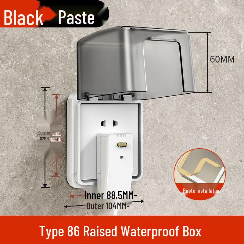 Type 86 Waterproof Bathroom Switch Socket Cover - Transparent Adhesive Splash Box for Power Protection