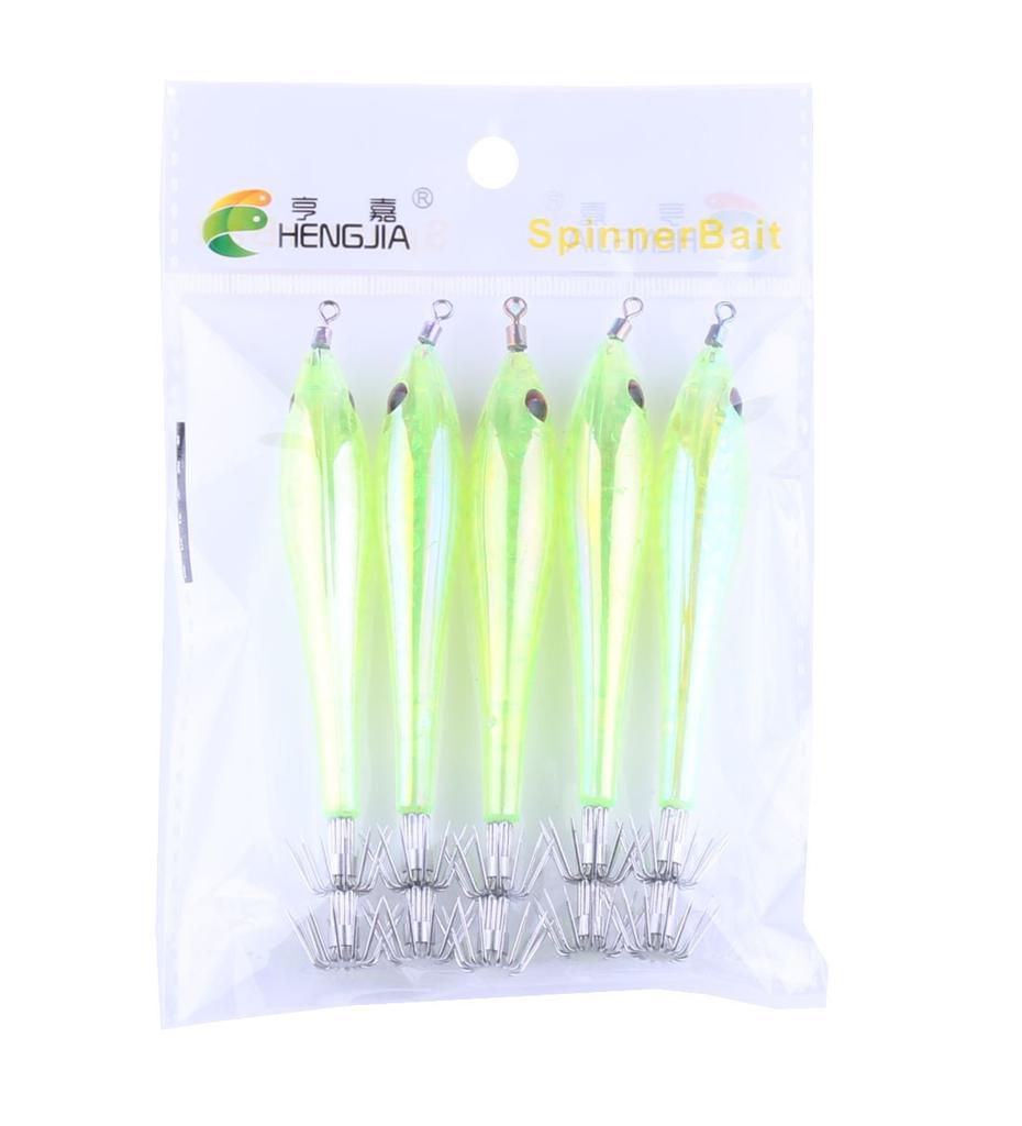 5pcs/lot 9.5 CM Luminous Squid Hook Cuttlefish Jig Fishing Hard Lure Luminous Fishing