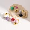 Geometric Spherical Stainless Steel Gold Plated Trendy Open Ring For Women Featuring Three Colorful Enamel Droplet-Shaped Rings