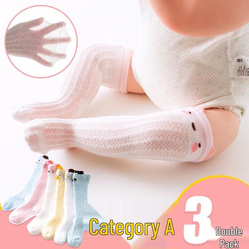 Unisex Baby Mosquito-Proof Cotton Socks, Breathable Summer Long Style, Newborn Mesh Air Conditioning Socks