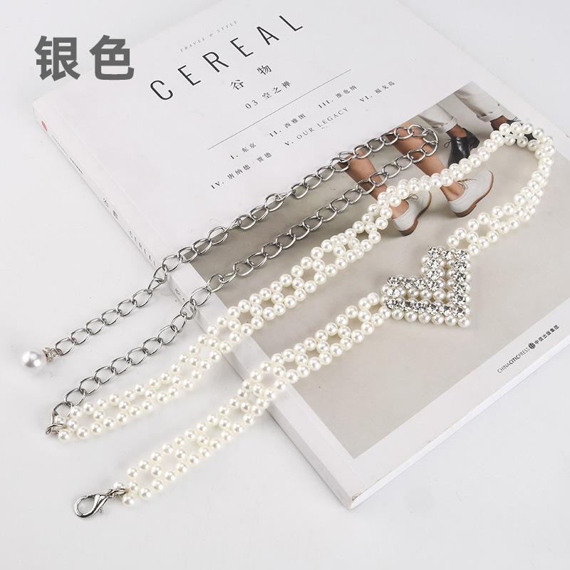 

Жемчужная поясная цепочка женская со стразами, украшение Любовь , маленький ароматный пояс, цепочка для тела для платья, женская