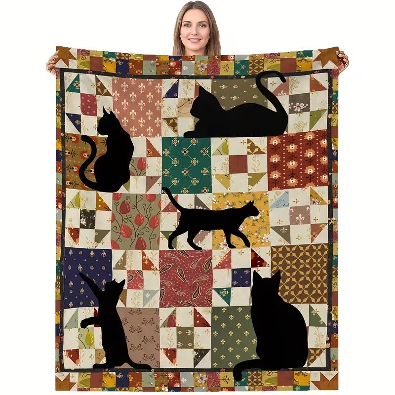 1pc Cat Blanket Soft and Comfortable Throw, Blanket for Adult Bedroom Living Room Sofa Camping Travel Blanket