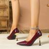 Europäischer & Amerikanischer Stil Spitz zulaufender Stiletto-Absatz Schlangenleder Hohe Absätze, Damenschuhe in Übergröße (Größe 43)