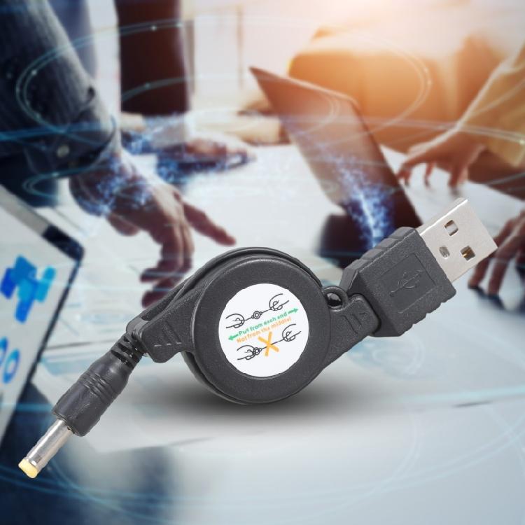 Stretchable USB To 4.0x1.7mm Plug Charging Cord Retractable Power Cable For 5V Mini Fan Speakers Game Consoles