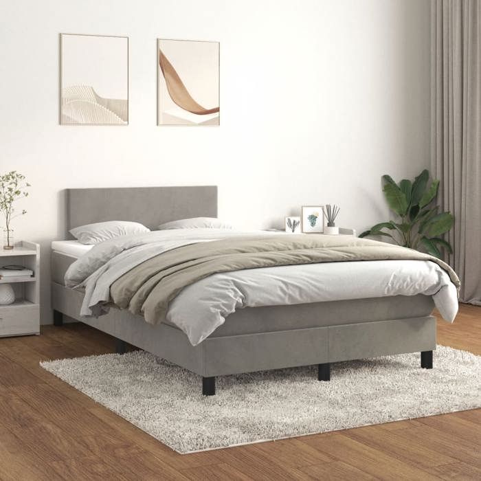 Maison Exclusive - Rete a doghe per letto e materasso grigio chiaro 120x190cm velluto