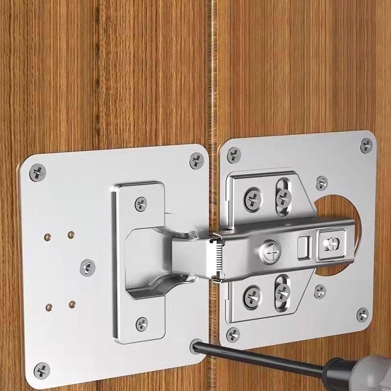 Cabinet Hinge Repair Plates Kit Stainless Steel Kitchen Cupboard Door Hinge Mounting Fixing Plate with Hole Hardware Accessories