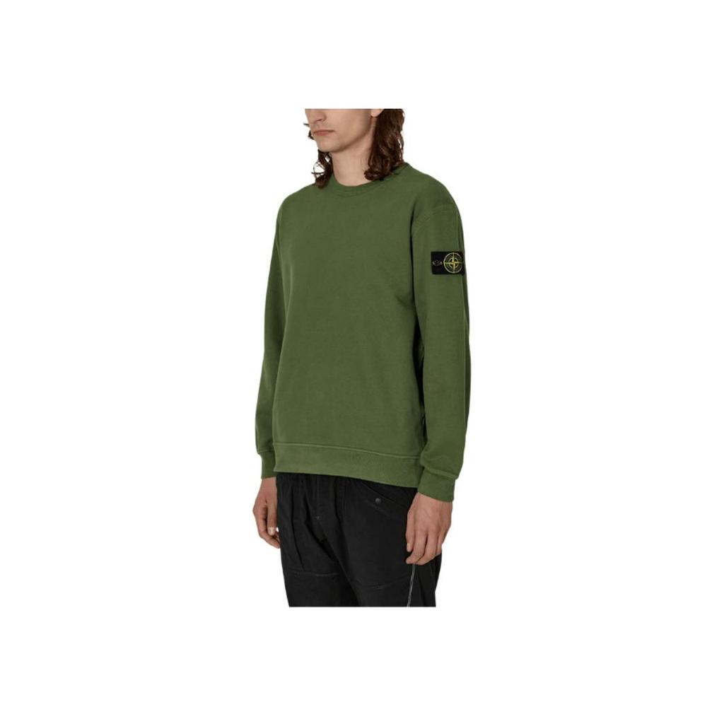 STONE ISLAND Pullover mit Logo-Patch Herren Sweatshirts Olivgrün 771561720-V0058