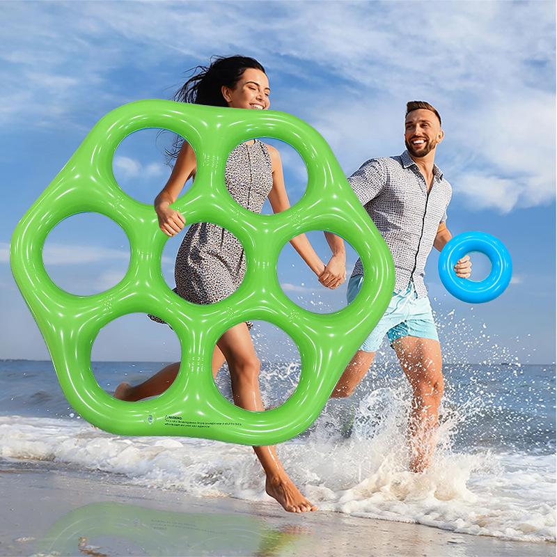 New Hexagonal Inflatable Ring Toss Toy PVC Parent Child Interactive Pool Game For Summer Water Fun Family Activities