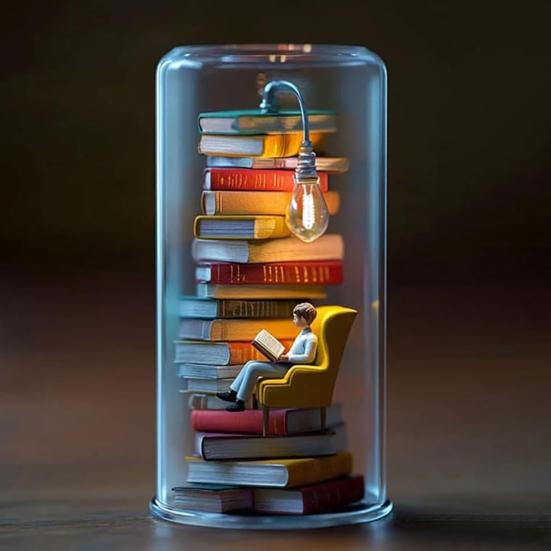 Reading In Tube Night Light Miniature Reader Figurine Statue Home Office Desktop LED Decorative Lamp Ornament Book Lover Gifts