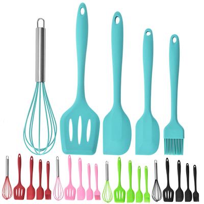 Silikónová súprava kuchynského náčinia Súprava kuchynského náradia na varenie s nepriľnavou stierkou Lopatka na vajcia Drevená rukoväť