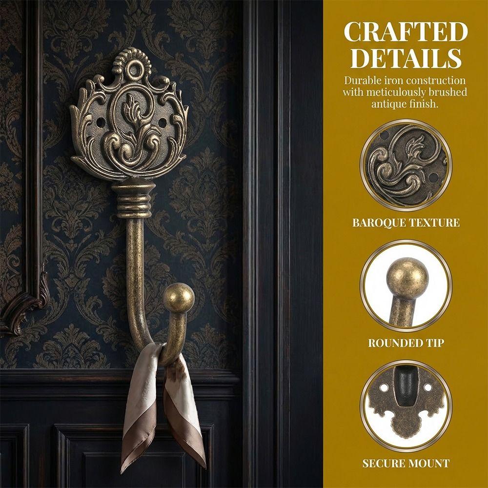 Home Decoration Hanging Key Holder Vintage European Style Metal Hook Door Storage Hook  Bathroom