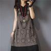 Women's Long Crochet Khaki Vest - Retro Loose Summer Waistcoat
