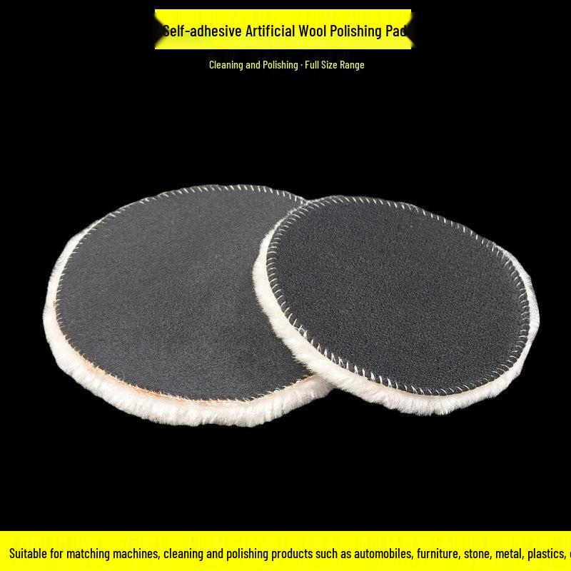 Wool Polishing Pad & Waxing Disc Set - Self-Adhesive Imitation Wool Cleaning Sponge