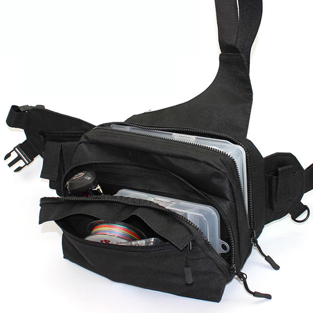 

Fishing Tackle Waist / Cross-body Bag With Rod & Gear Holder Water-Resistant Cross Body Sling Bag With D-Rings And Waist Strap For Outdoor Fishing Black Weihe belt bag#1