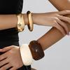 Popular Bracelet Retro Hong Kong Style Smudged Stone Pattern Wide Edge Jewelry Metal Light-sensitive Hand