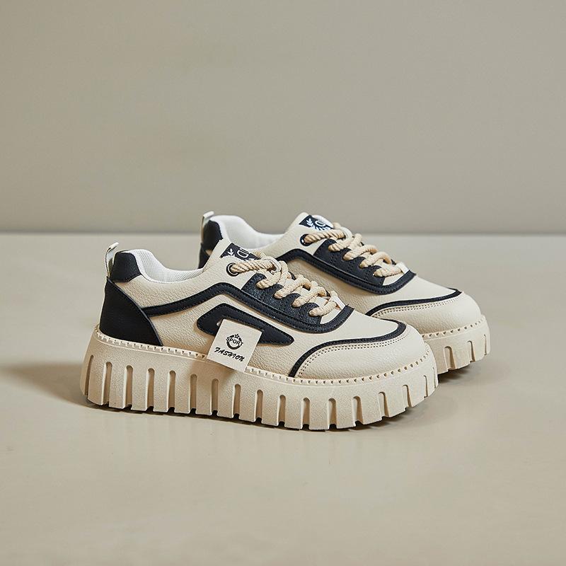 Spring White Shoes New Style Female Students' Thick Sole Height-enhancing Sports Shoes Casual Shoes Street Photography