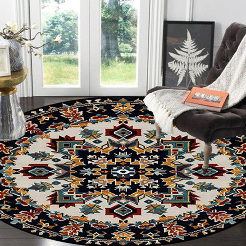 American Retro Round Lving Room Carpet Large Bedroom Decor Sofa Mat Non-slip Cloakroom Lounge Rug Washable Hanging Chair Rug