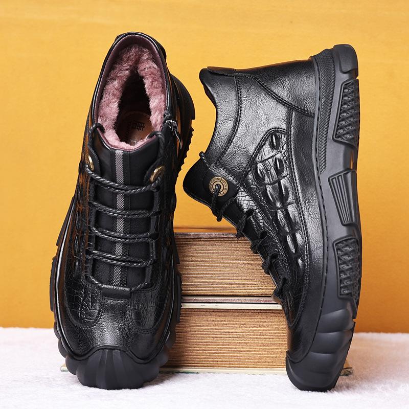 

Зимние хлопковые ботинки мужские новые шерстяные теплые и ворсистые с утолщенным мехом интегрированные спортивные и прогулочные высокие ботинки для улицы 38