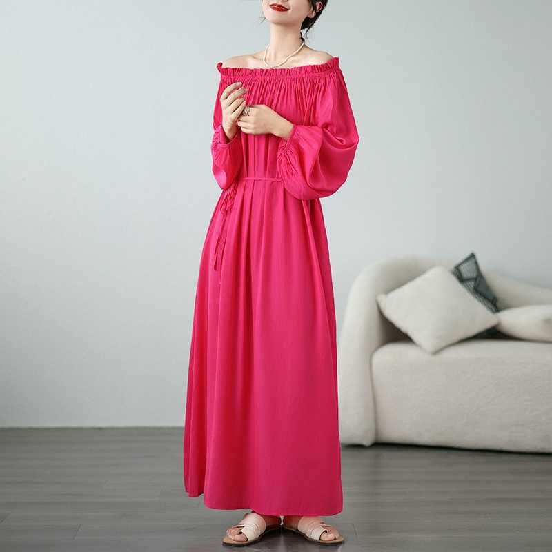 Round Neck Loose Long Dress