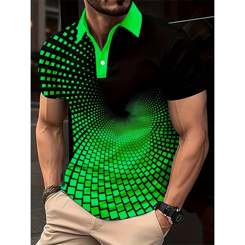 Electronic Data Passage Abstract Pattern Fashion Men's Polos T-Shirts Summer Short Sleeve 3d Print Street POLO Tops Tee