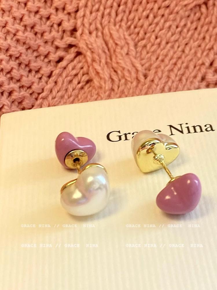 Fall into a sweet dream! Double-sided love pearl stud earrings, new popular unique earrings, sweet earrings for women