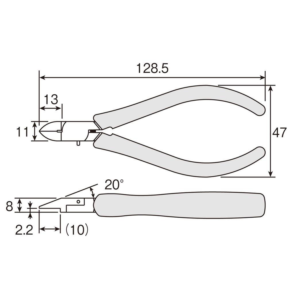 HOZAN Miniature Nippers for cutting copper wire blade Cutting copper wire copper stranded wire 2mm2 (thin finish) capacity 1.6mm, N-35