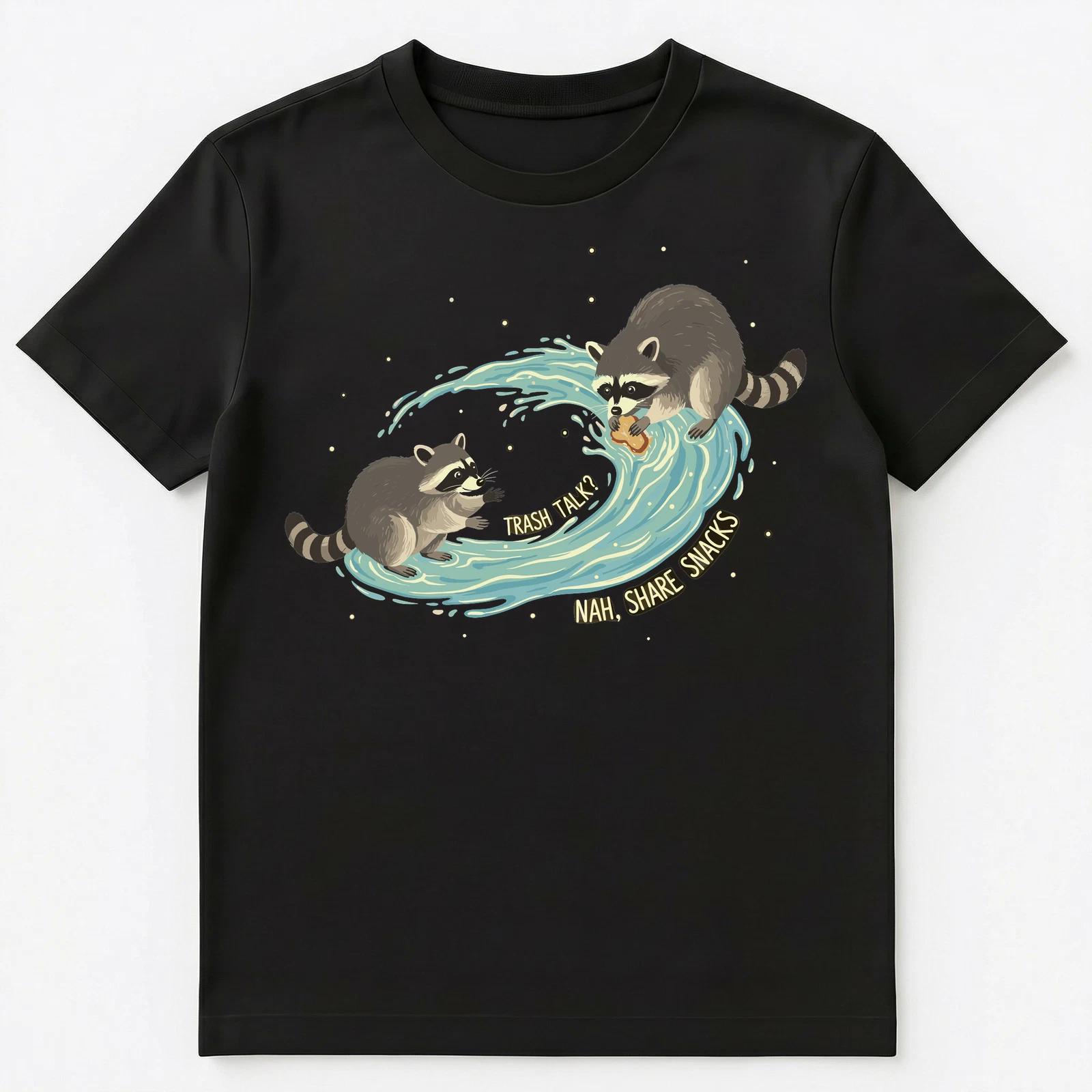 Raccoon Snack Sharing Humor Encouraging Design Unisex T-Shirt M