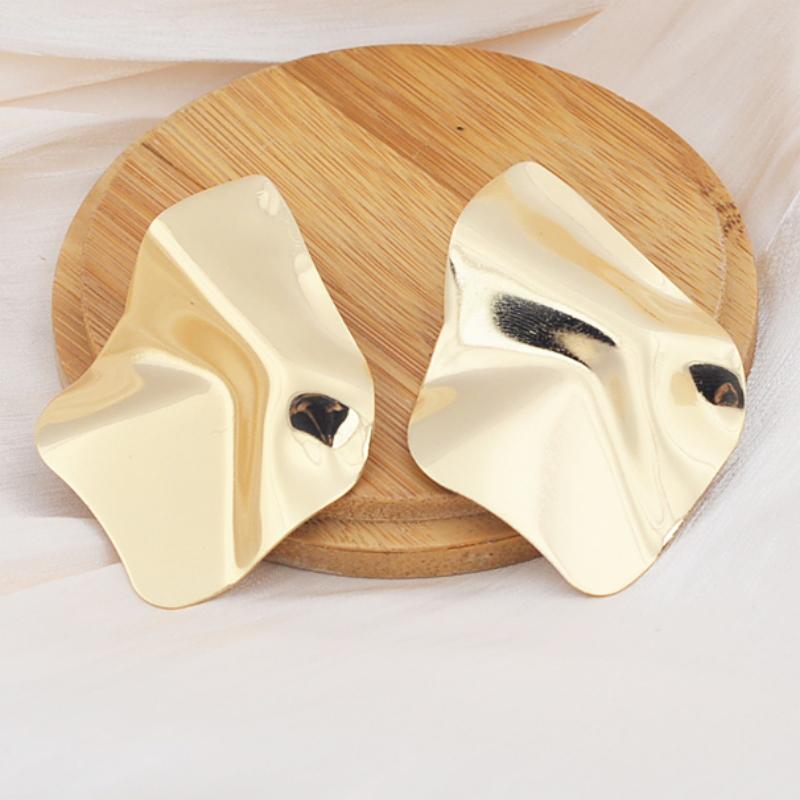 New Exaggerated Irregular Metal Piece Dangle Earrings for Women Uneven Folded Gold Color Metal Hanging Earrings brincos