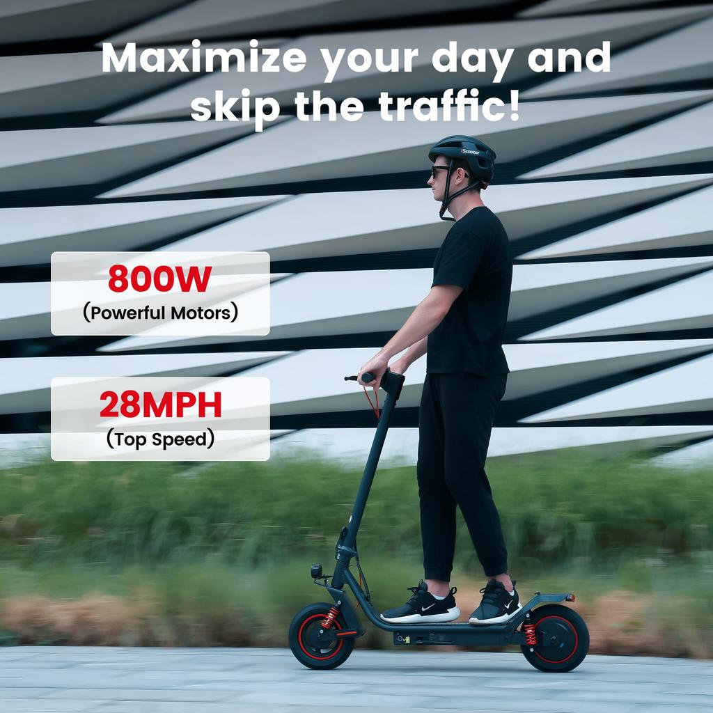 iScooter I10Pro 48V 15Ah 800W 10" Electric Scooter for Adults, 60km Range, 45km/h, E-ABS, Hub Brakes, Spring Shock Absorbers