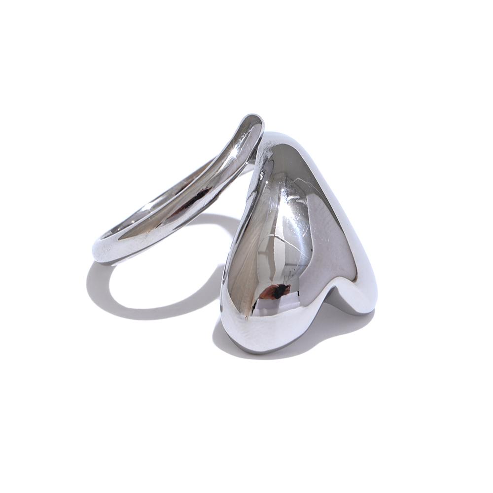 

Yhpup Popular Stainless Steel Sleek Metal Heart Love Ring 18K PVD Plated Water Resistant Charm Jewelry for Women Attractive resizable
