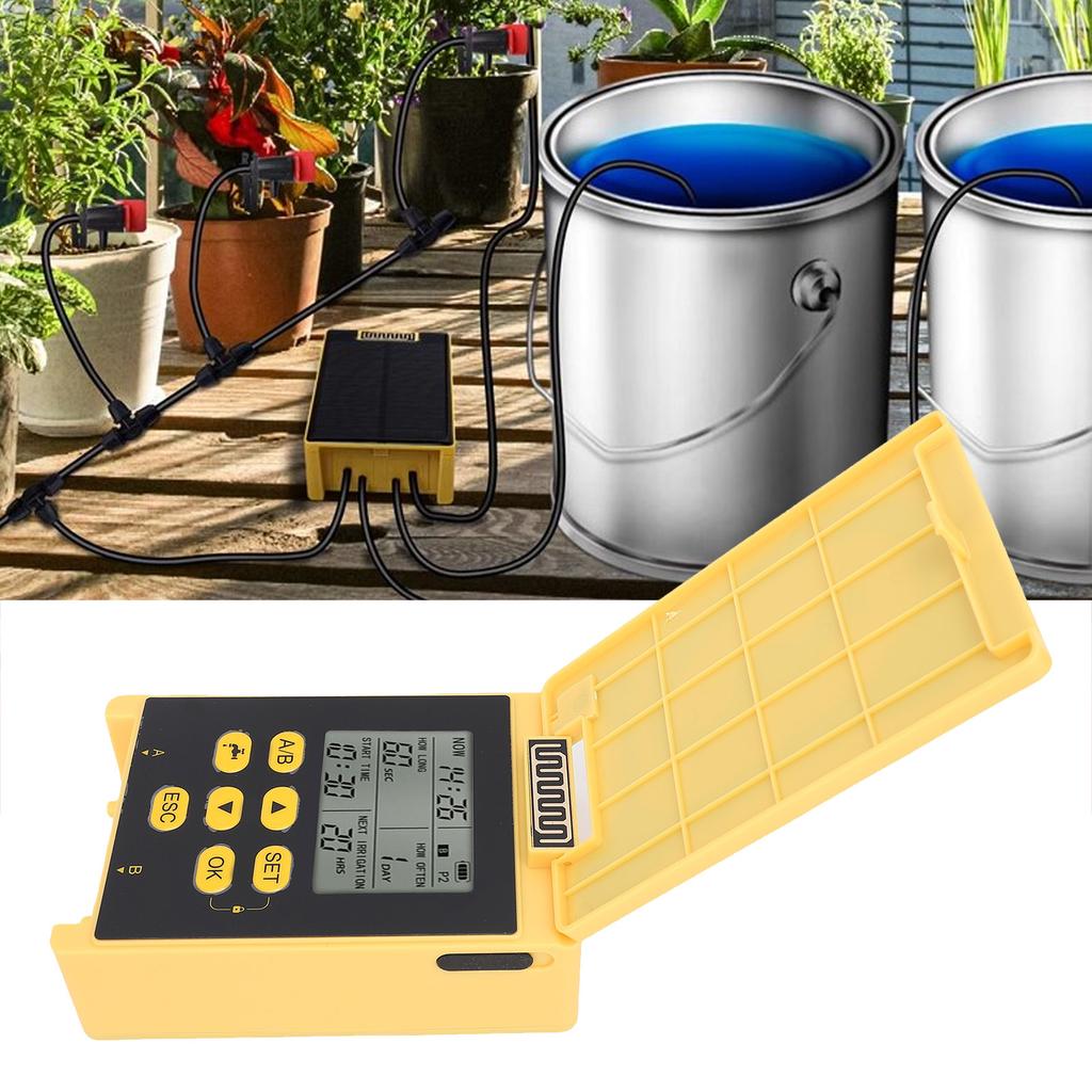 Solar Sprinkler Timer, Digital Water Timer for Garden Hose, Supports Independent Dual Pump Drive, Smart Hose Time Automatic Irrigation Control System