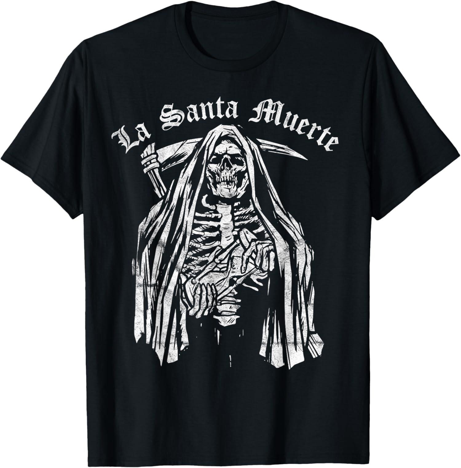 Новая Лимитированная Футболка La Santa Muerte Мужская Женская Топы Топ Футболка S-4XL S