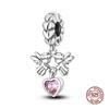 925 Silver Pink Bow Girl Heart Pendant Charms Fits 3mm 925 Original Bracelet Necklace Womens Fine DIY Jewelry Gifts 2025 New in