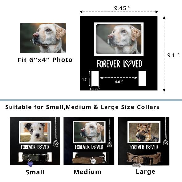 MYPAWLETS Dog/Cat Collar Memorial Frame with Paw Print Charm,Pet Loss Sympathy Gift,Pets Memorial Gift for Loss of Dog,Forever Loved Pet Keepsake