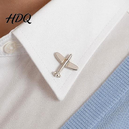 Suit Lapel Pin Men Brooch Airplane Design with Clip-on Pin Brooch Smooth