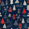 Royal Samt Stoff Polyester Zum Nähen - Motiv Weihnachtsbäume Im Winter