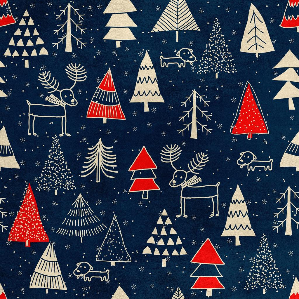 Royal Samt Stoff Polyester Zum Nähen - Motiv Weihnachtsbäume Im Winter