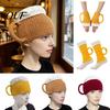Fun Halloween Christmas Gift Funny Beer Mug Hat, Novelty Knitted Leg Warmers Stylish Winter Outdoor Gear with Handles, Warm Gloves for Adults, Men And