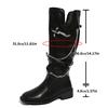 Fashion Fashion Metal Decor Knight Boots Women Autumn Black PU Leather Knee High Boots Woman Slip On Thick Heel Riding Botas Mujer 2025