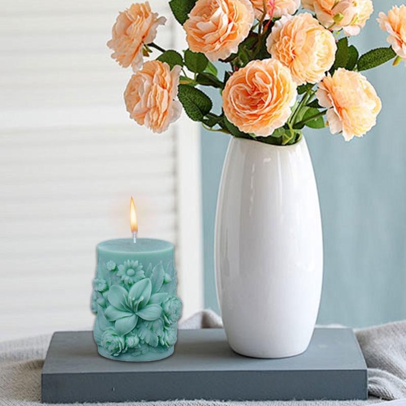 Santa Claus Embossed Cylinder Candle Silicone Mould for Festival Holiday Handmade Craft