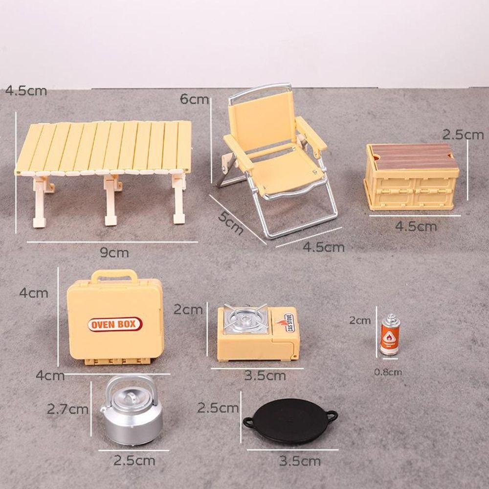Simulation Model Miniature Camping Picnic Set Pretend Play Early Education Folding Chair Gas Stoves Model Role Play Kawaii