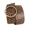 Women's Belt Retro Fashion Hollow Out Large Circular PU Leather Waist Closure Feature Rivet Decoration, Pair With Skirts, Coats
