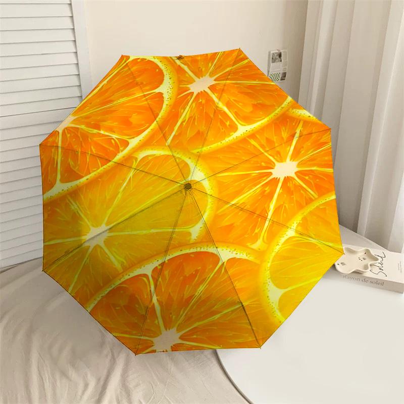 

1PC orange slicesAutomatic Open/Close Umbrella with Windproof, 8-Rib Sturdy Canopy, Durable Ribs, Fashionable Design, Outdoor Accessory, Fun Prin, Hol