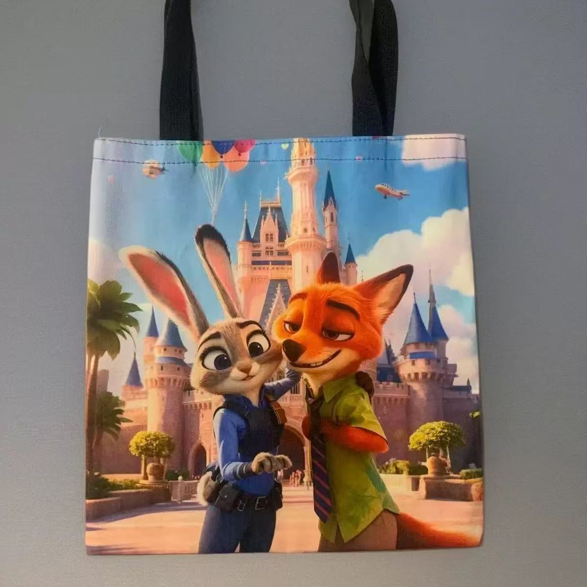 Zootopia Nick & Judy Shopping Bag, Cute Cartoon Tote Bag, Large Capacity Reversible Canvas Bag 0171 CLE