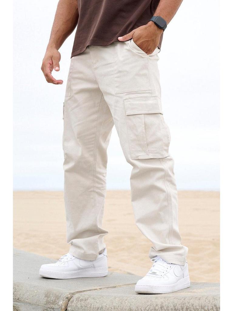 Men's Autumn Patchwork Cargo Pants with Large Pockets - Casual, Solid Color, Loose Fit, Small Leg Style