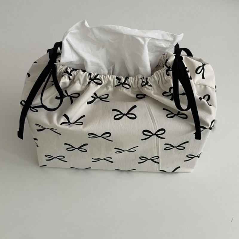 Bow Tie, Drawstring Bag, Drawstring Pocket, Large Capacity, Storage Bag, Home Decoration, Fabric Tissue Box