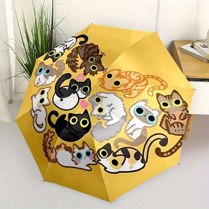 1pc Cute CatsAutomatic Open/close, All-Season Portable Folding Umbrella for Friends, Travel, Everyday, Events - Compact Parasol, Outdoor Acc