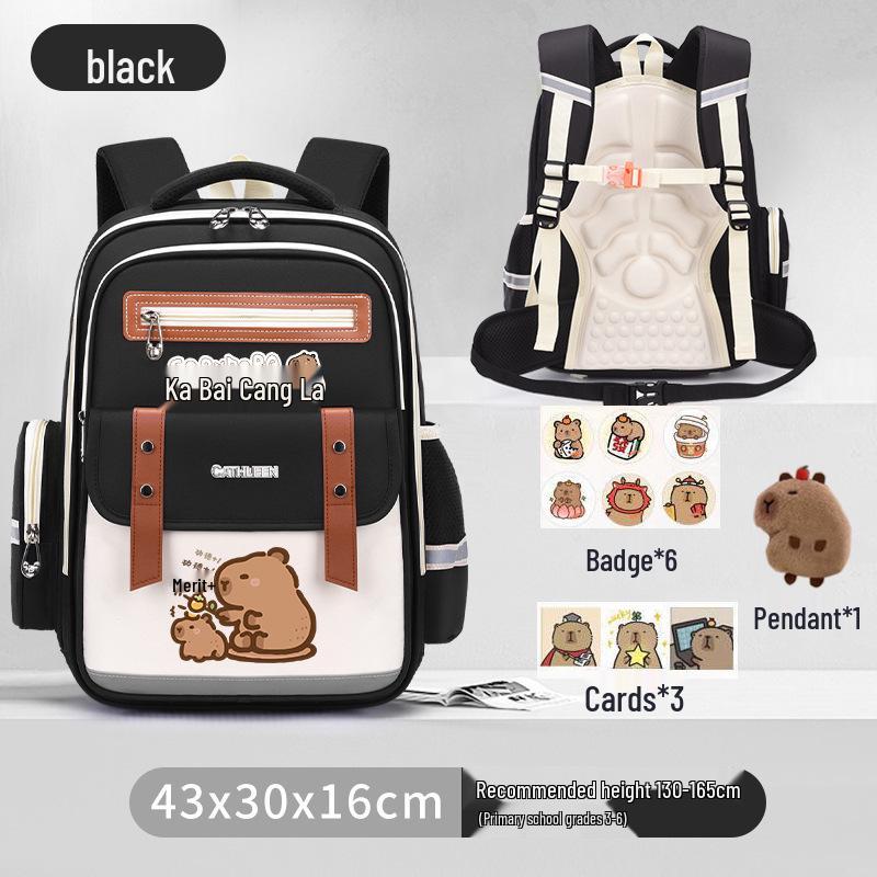 Capybara Oxford Spine-Support Backpack for Grades 1-6: Boys & Girls School Bag