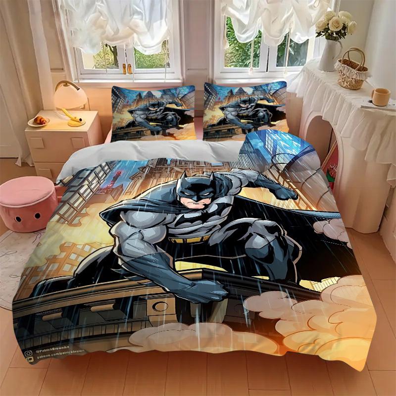 3pcs Batman Cover Set, Bedding Set, Soft Comfortable Duvet Cover, For Bedroom, Guest Room (1*Duvet Cover + 2*Pillowcases, Without Core) yy25